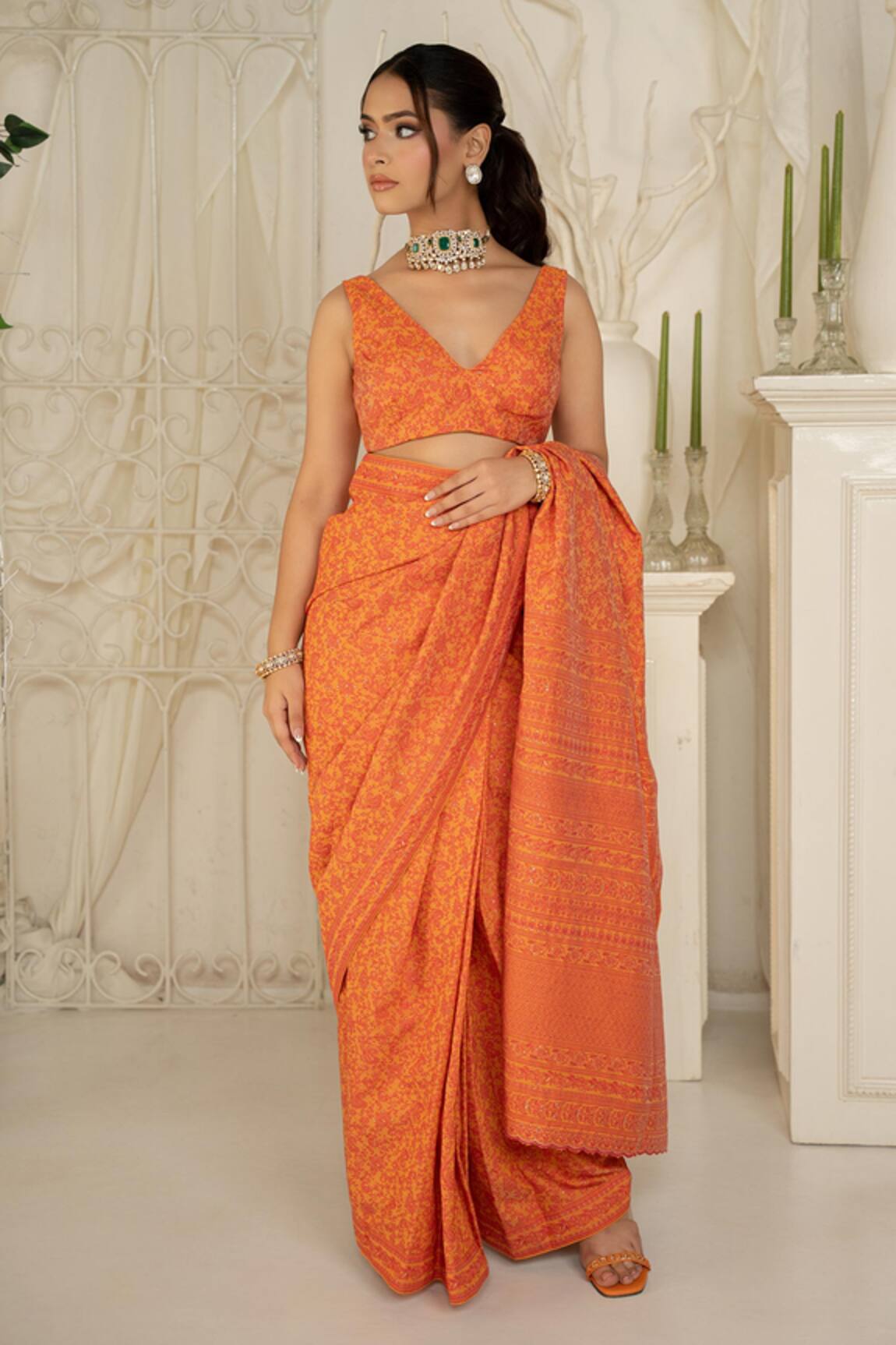 Safaa Coraline Moonga Silk Saree Set 