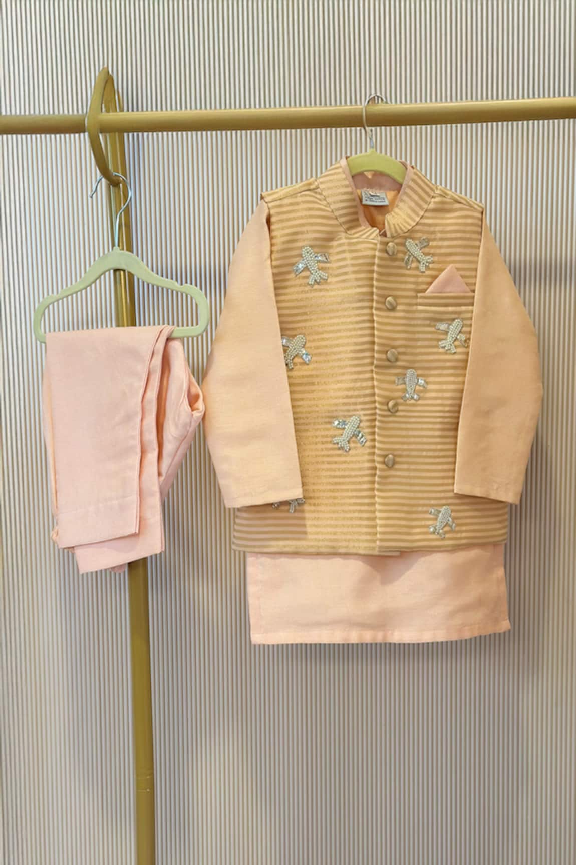 Rage Attire-Sweta Saria Designer Pink Kurta & Nehru Jacket Set 