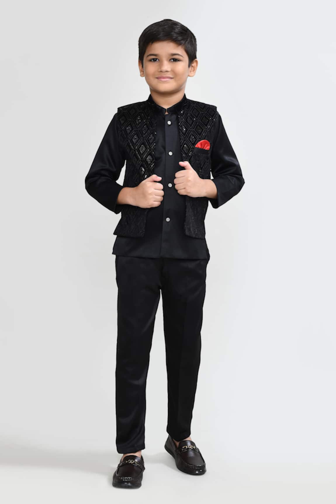 Petite Pomme Black Velvet Waistcoat Set 