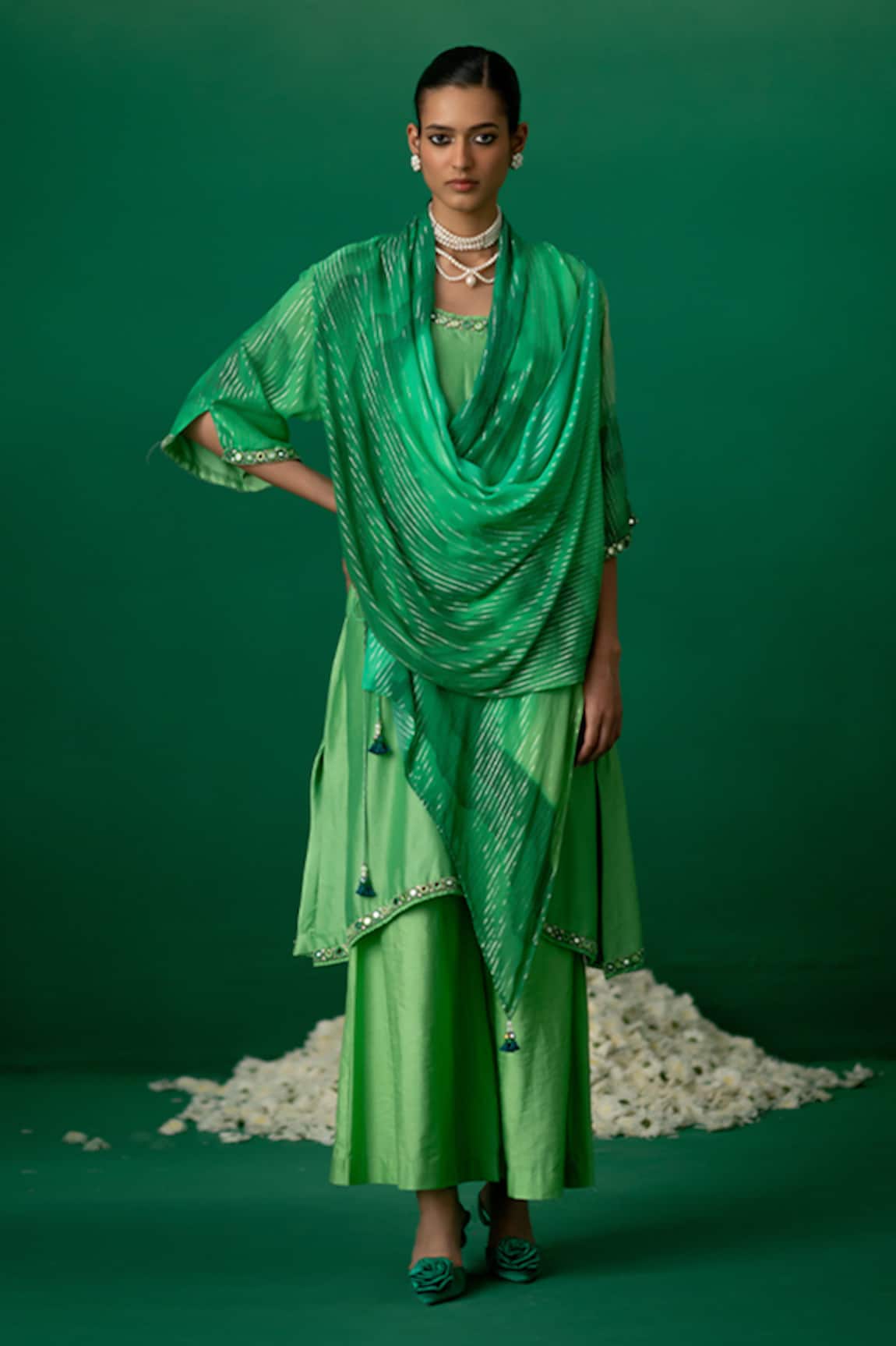 Shashank Arya Ombre Floral Chanderi Kurti Set 