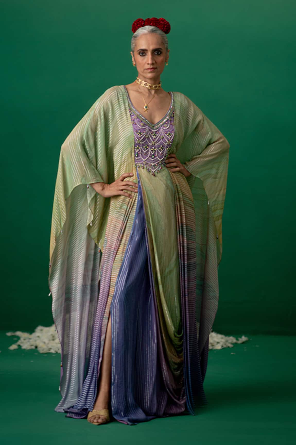 Shashank Arya Multi Color Draped Kaftan Kurta 