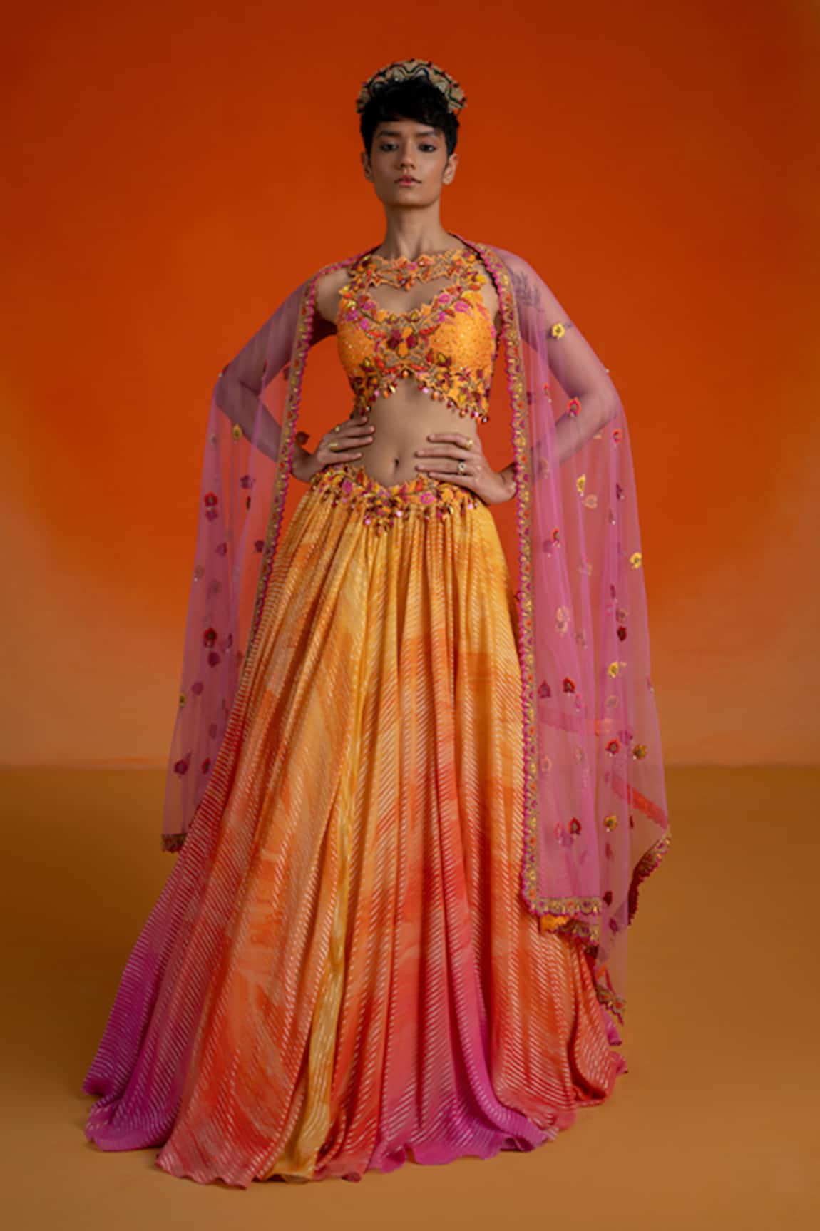 Shashank Arya Multi Color Sequence Embroidered Lehenga Set 
