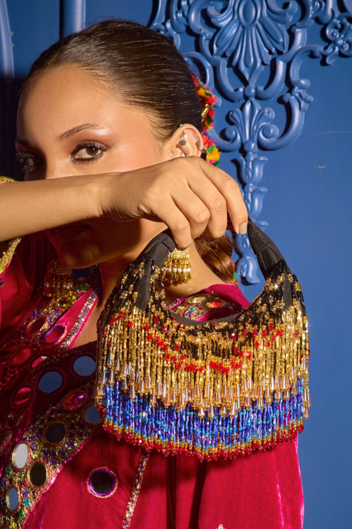 Forever Noor Faiza Boat Bag-Gold Blue 