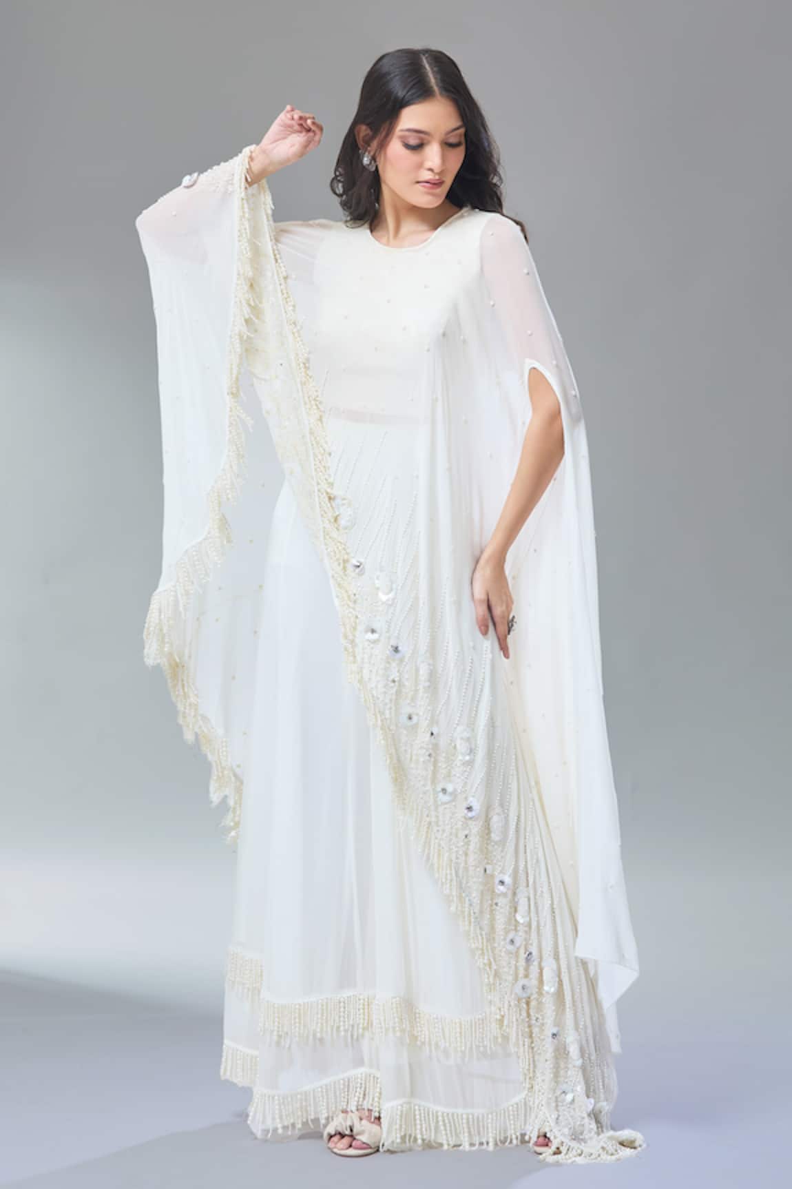 Divya Kanakia 3D Hand Embroidered Cape & Sharara Set 