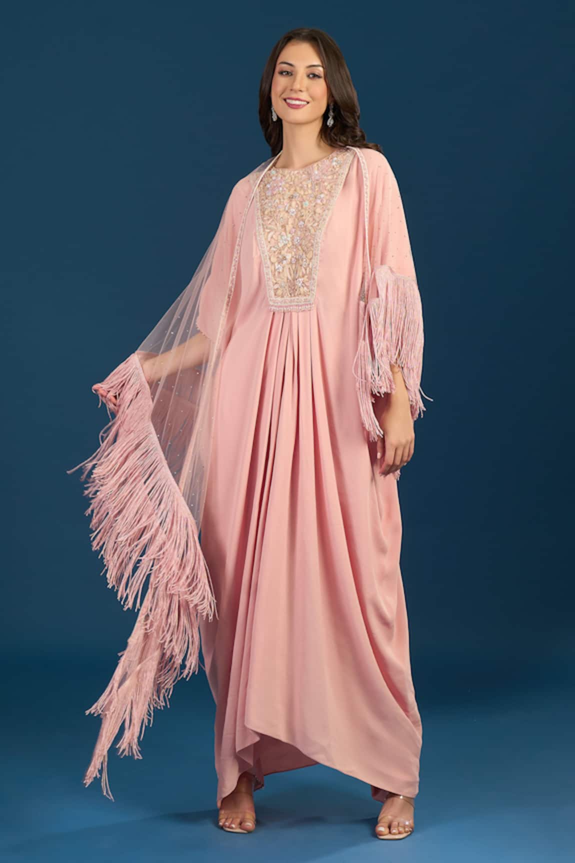 Tarun Tahiliani Powder Blue Trouser Kurta Scarf