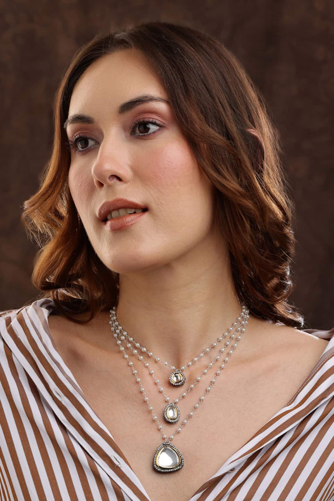 Ruby Raang Beaded Layered Kundan Necklaces 