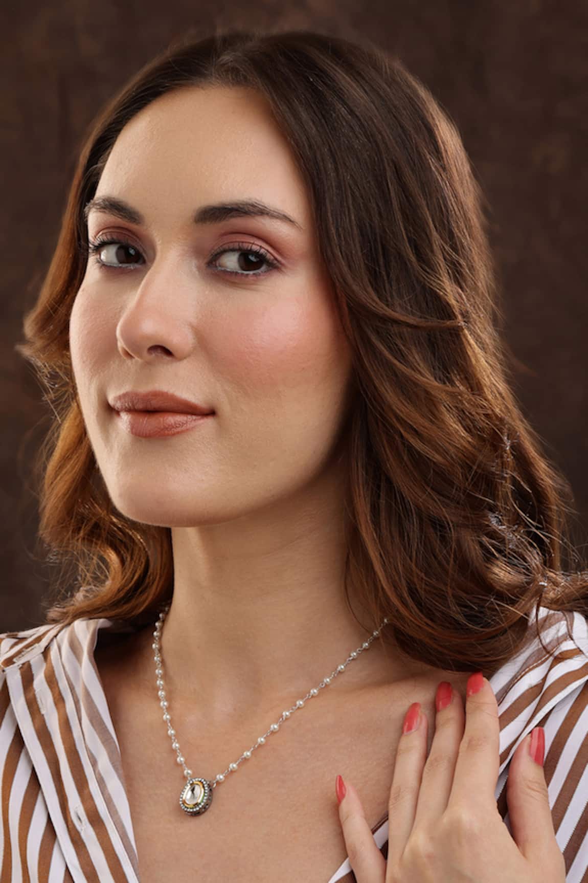 Ruby Raang Beaded Kundan Necklace 
