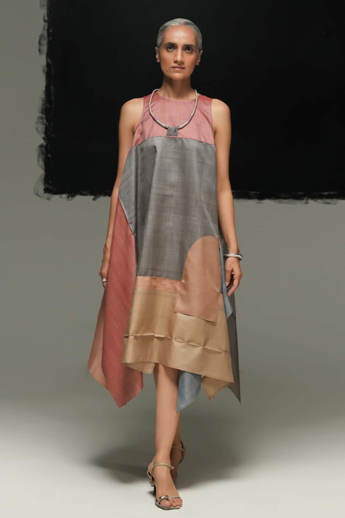 Urvashi Kaur Multicolor Handwoven Linen Dress 