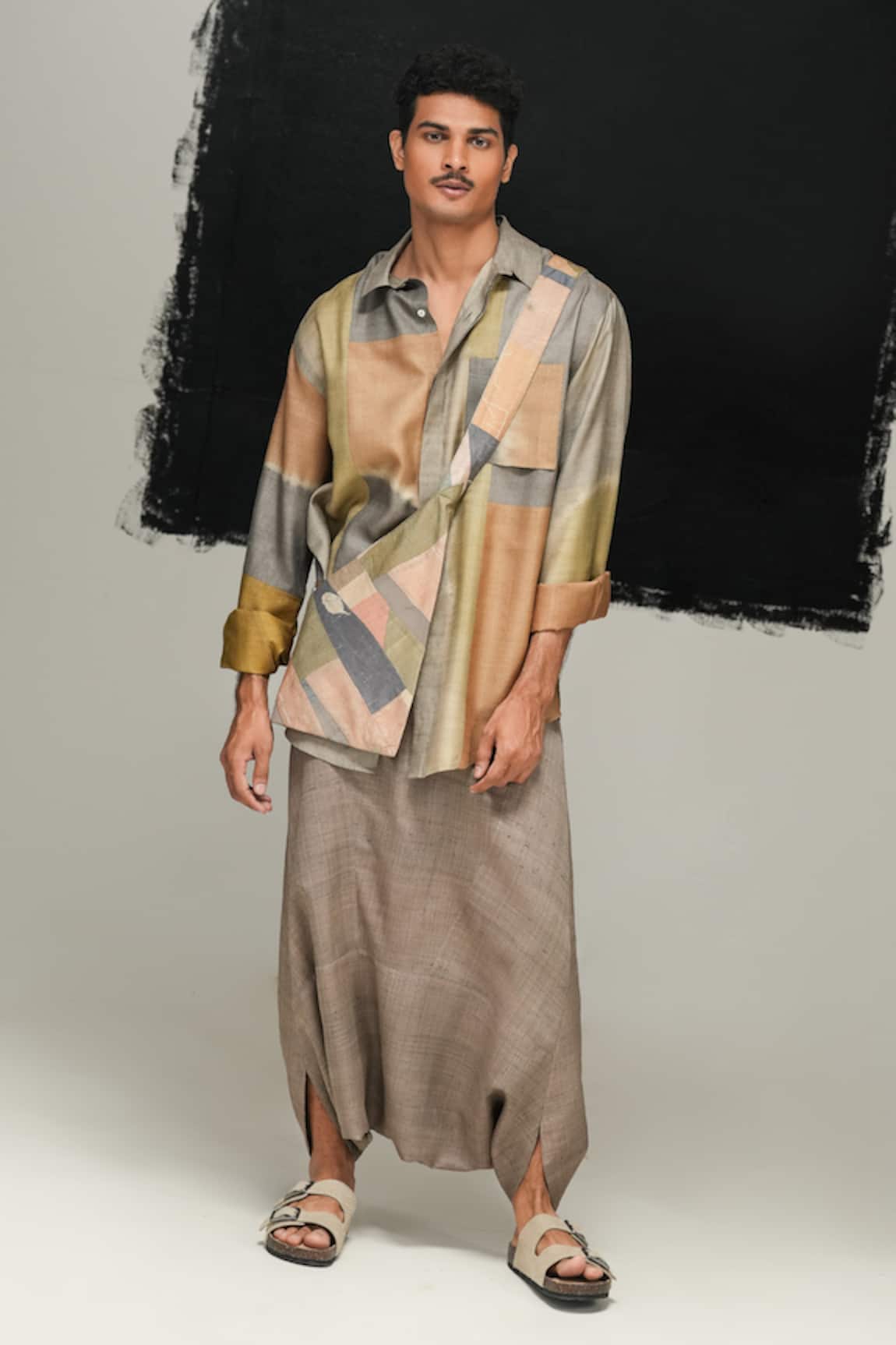 Urvashi Kaur Multicolor Tussar Silk Hand Woven Shirt 