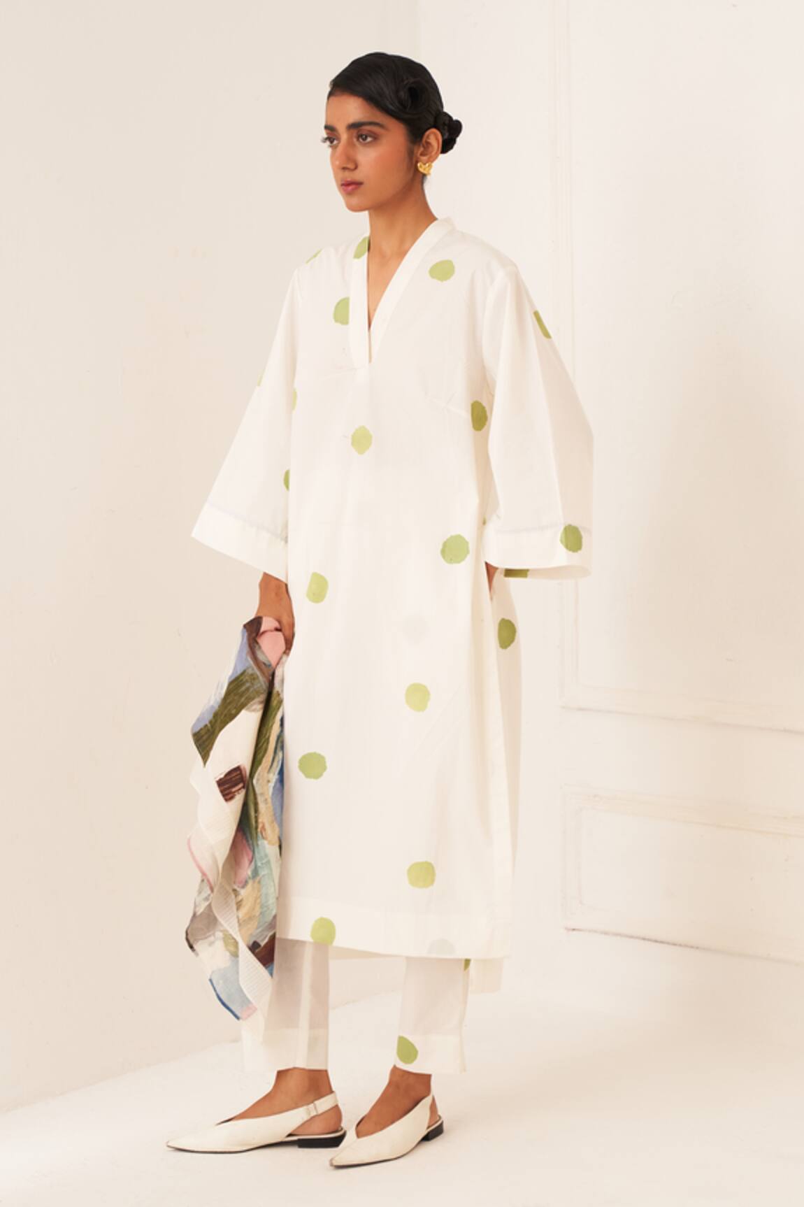 OFRIDA Limon Polka Dot Kurta 