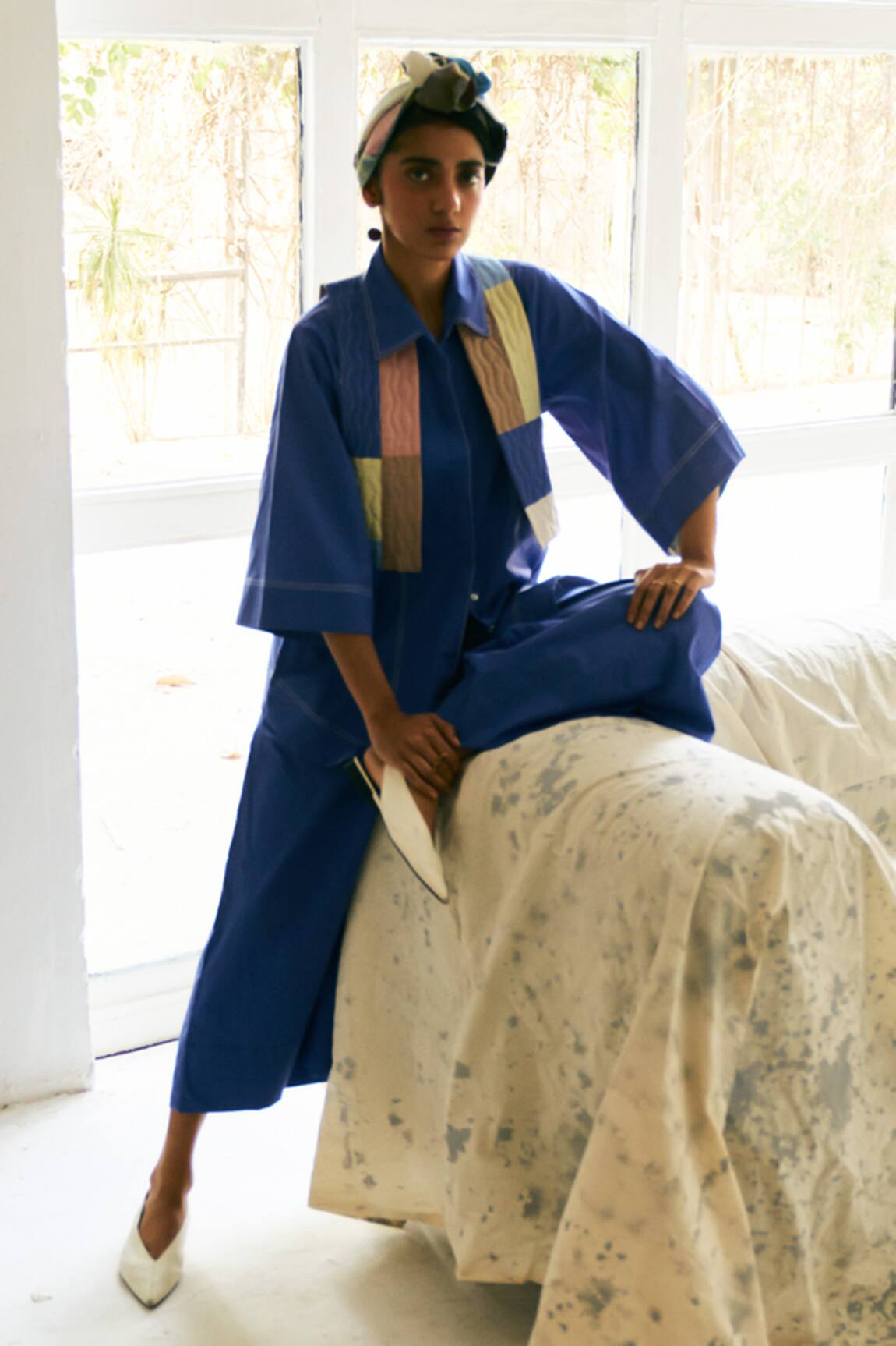 OFRIDA Royal Blue Designer Shirt 