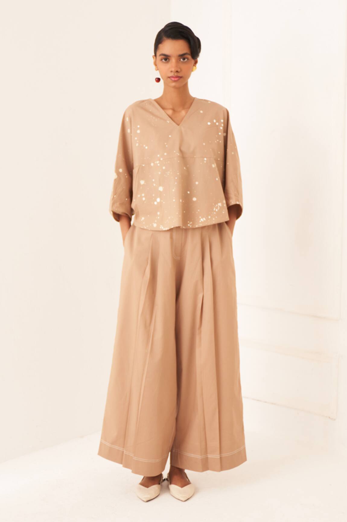 OFRIDA Beige Designer Latte Yin Top Set 