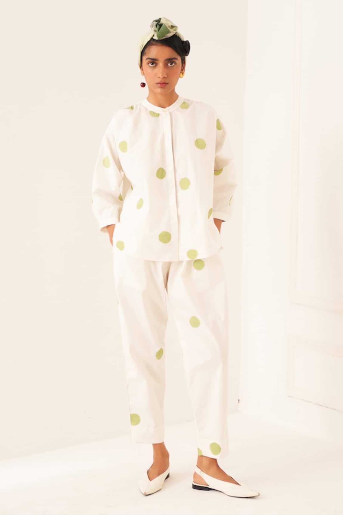 OFRIDA Limone Polka Dot Shirt & Pant Set 