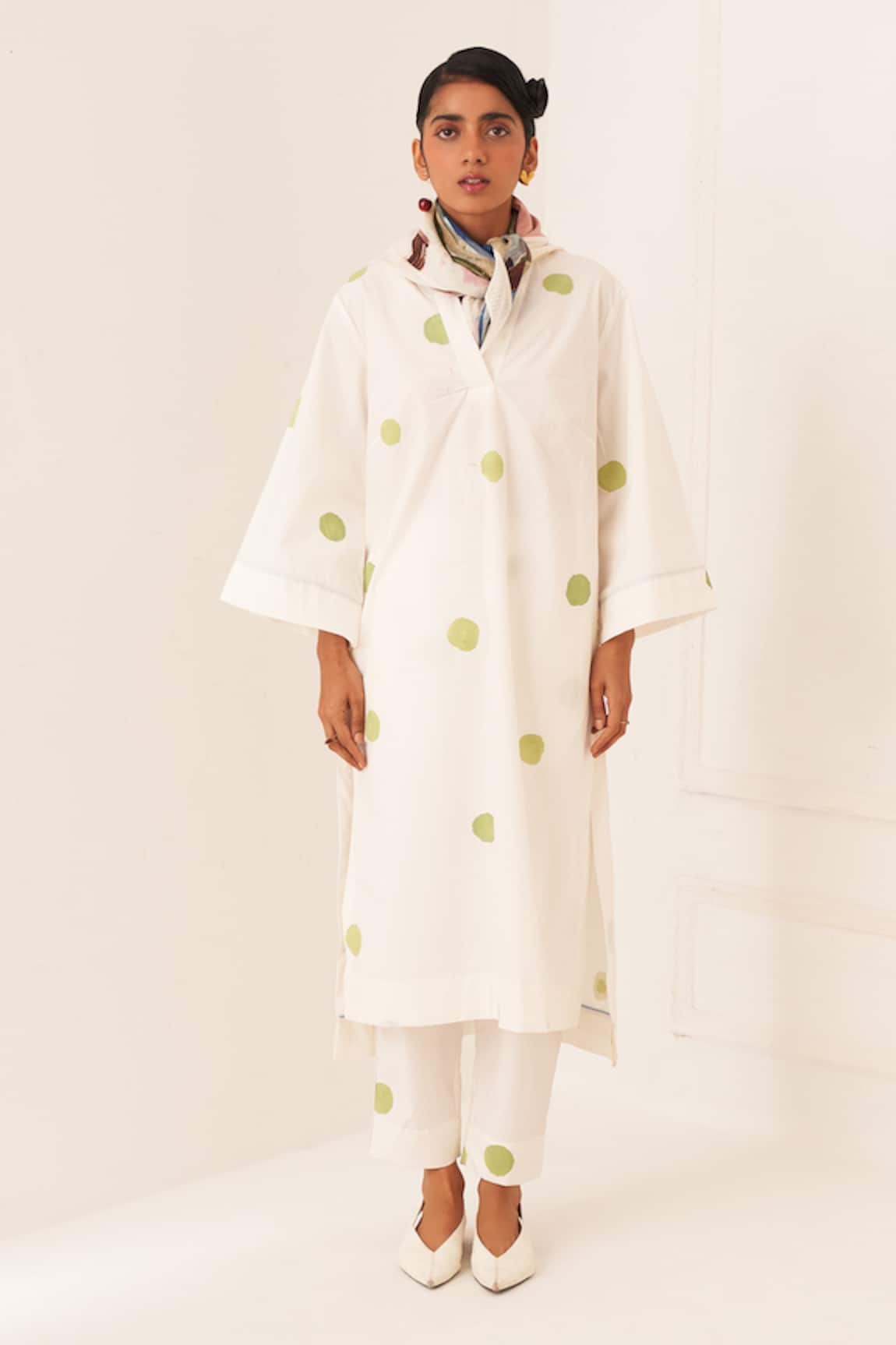 OFRIDA Limon Polka Dot Kurta Set 