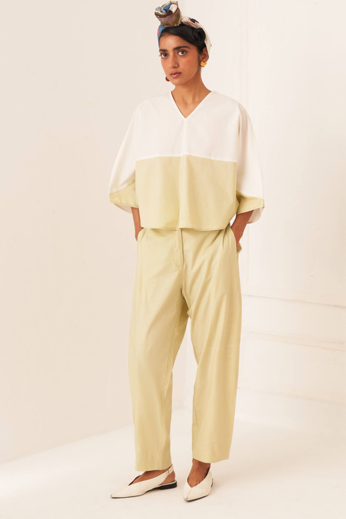 OFRIDA Color Block Cotton Top & Pant Set 