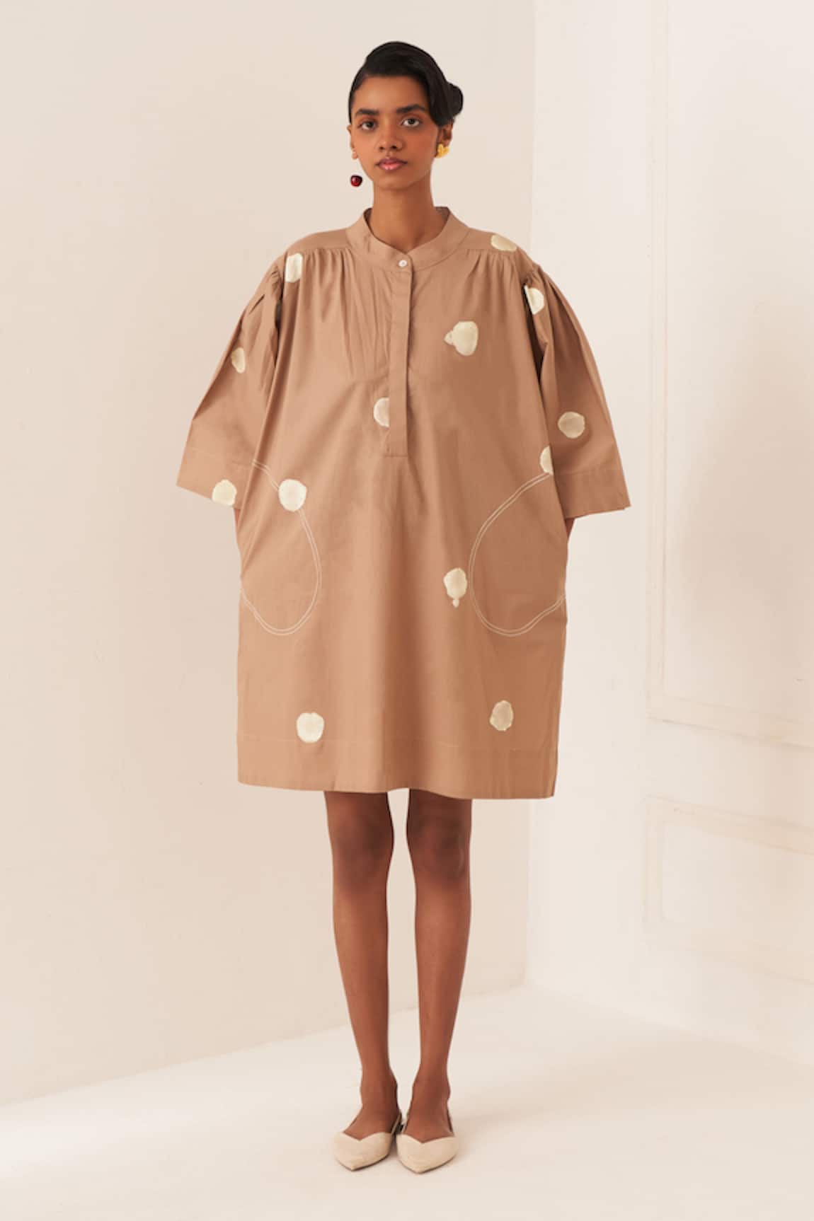 OFRIDA Luna Latte Designer Dress & Jacket Set 