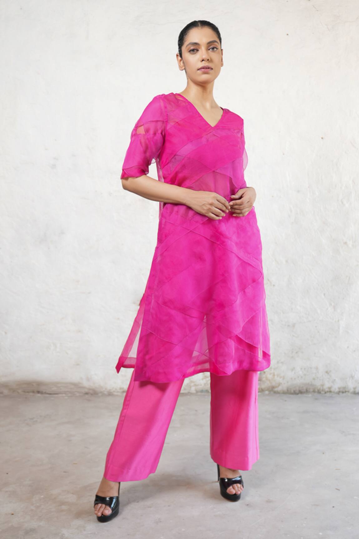 Saksham & Neharicka Michelle Pink Kurta Set 