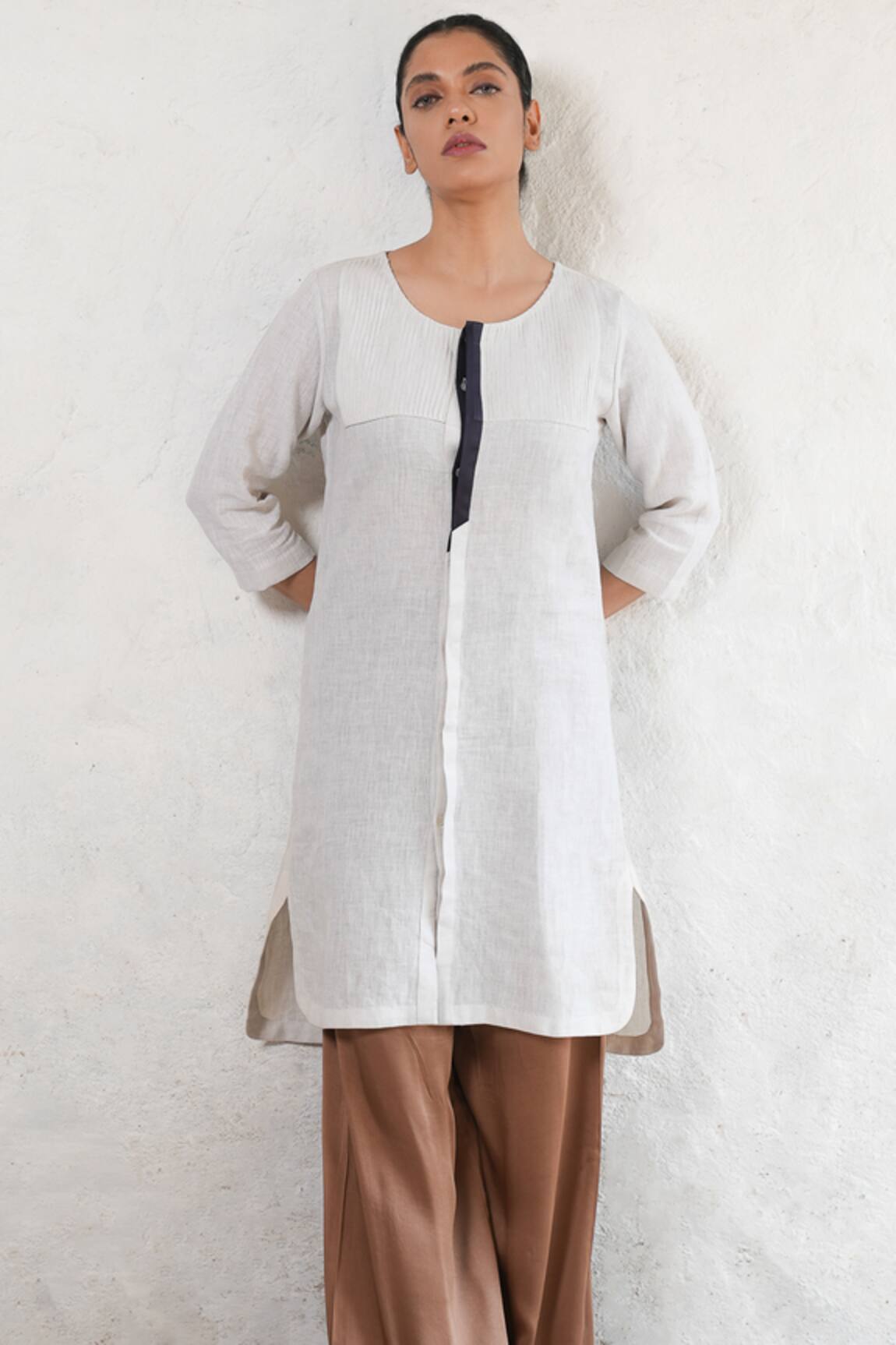 Saksham & Neharicka White Linen Designer Kurta 