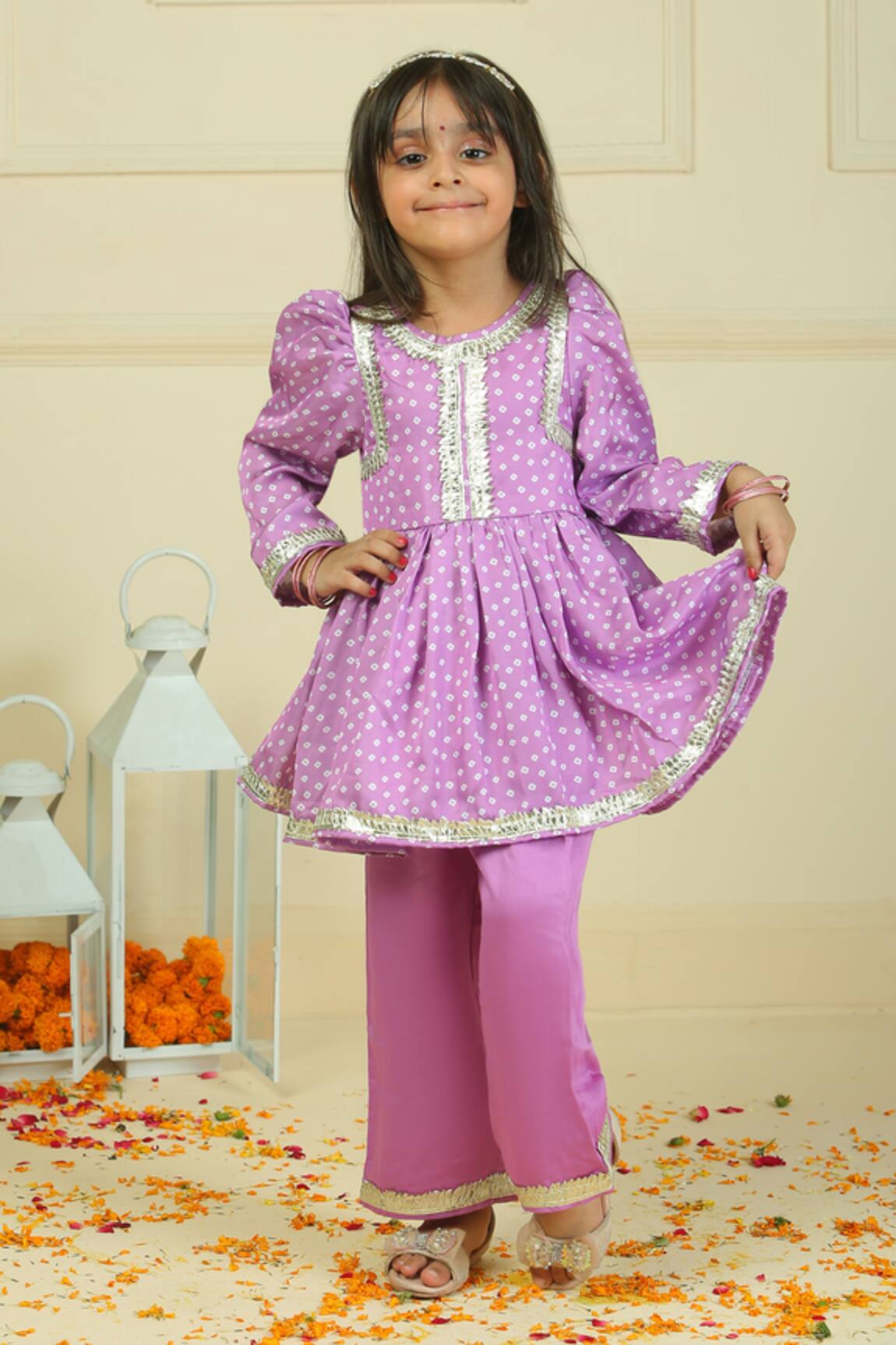Pankhuri By Priyanka Bandhani Peplum Top With Straight Pant 