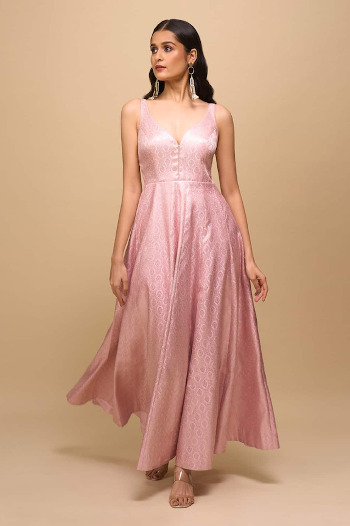 Samyukta Singhania Pink Brocade Anarkali Dress 