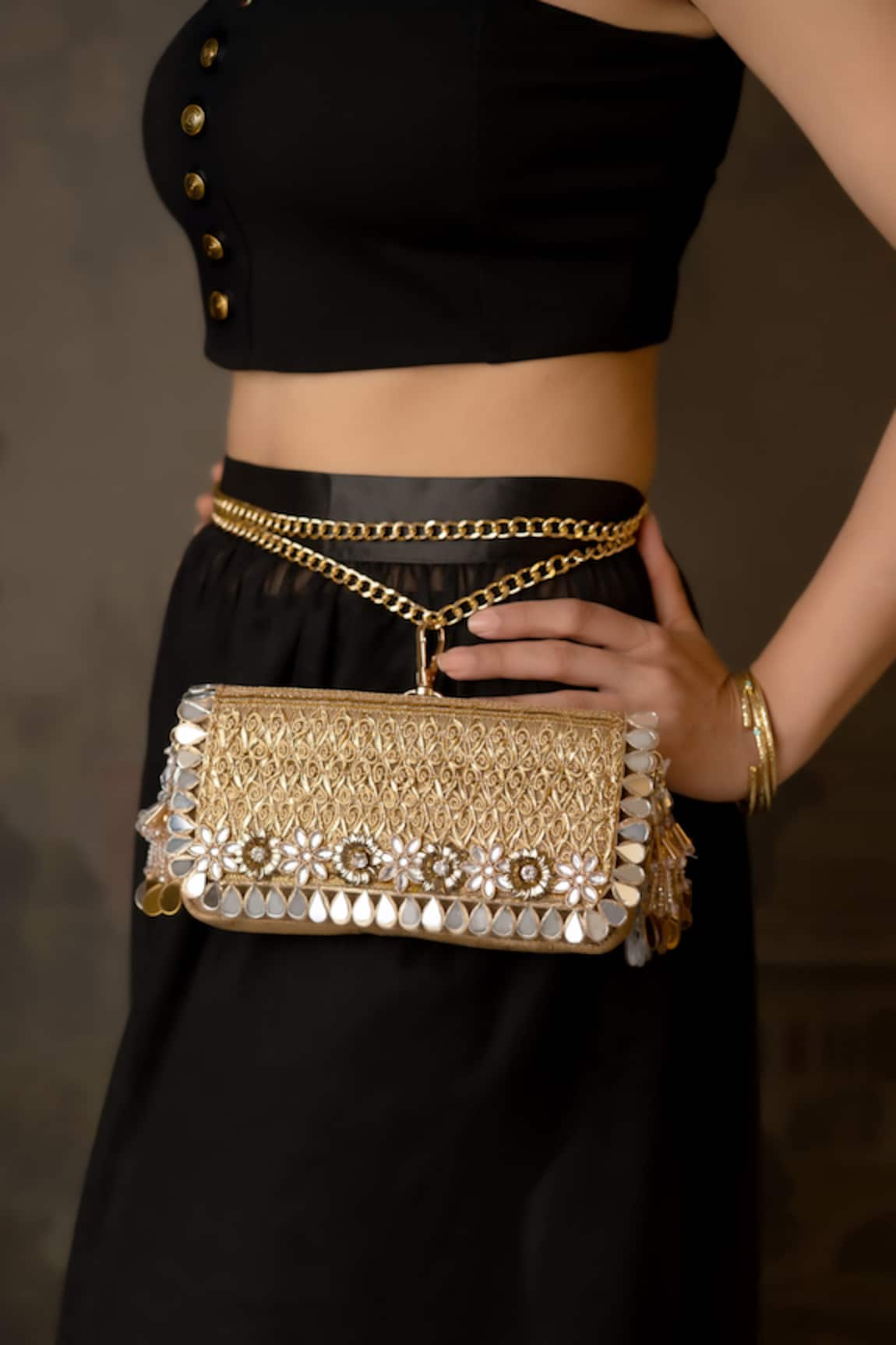 Bhavna Kumar Gold Woven Silk Designer Clutch 