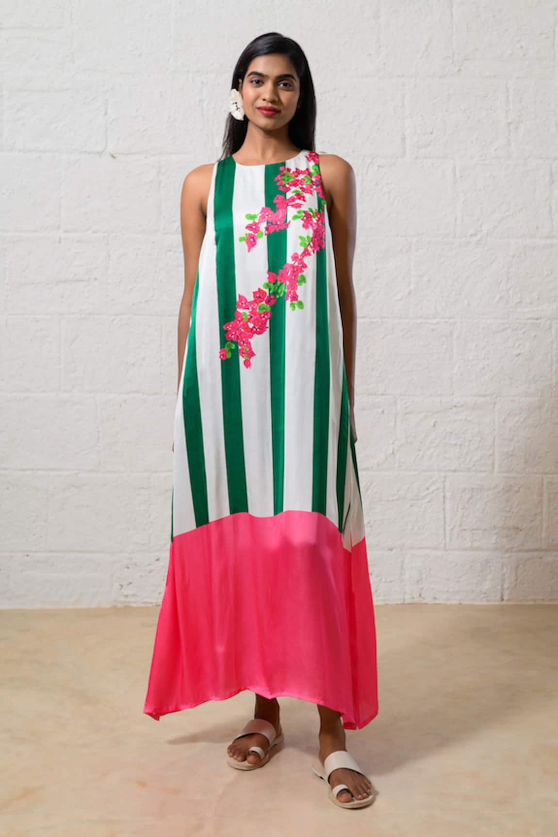 Prachi Kamat Green & White Floral Dress 