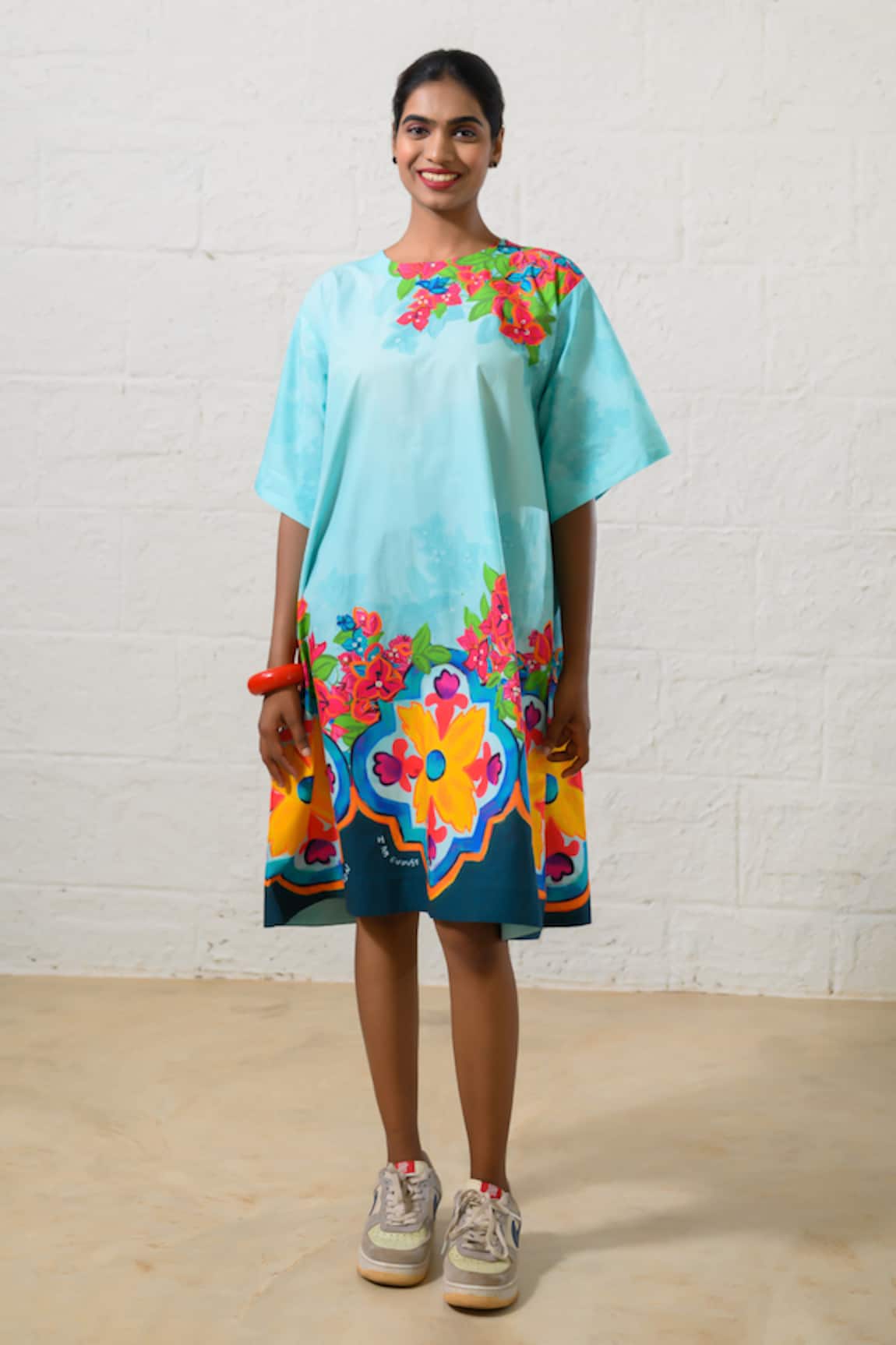 Prachi Kamat Floral Print Poplin Dress 