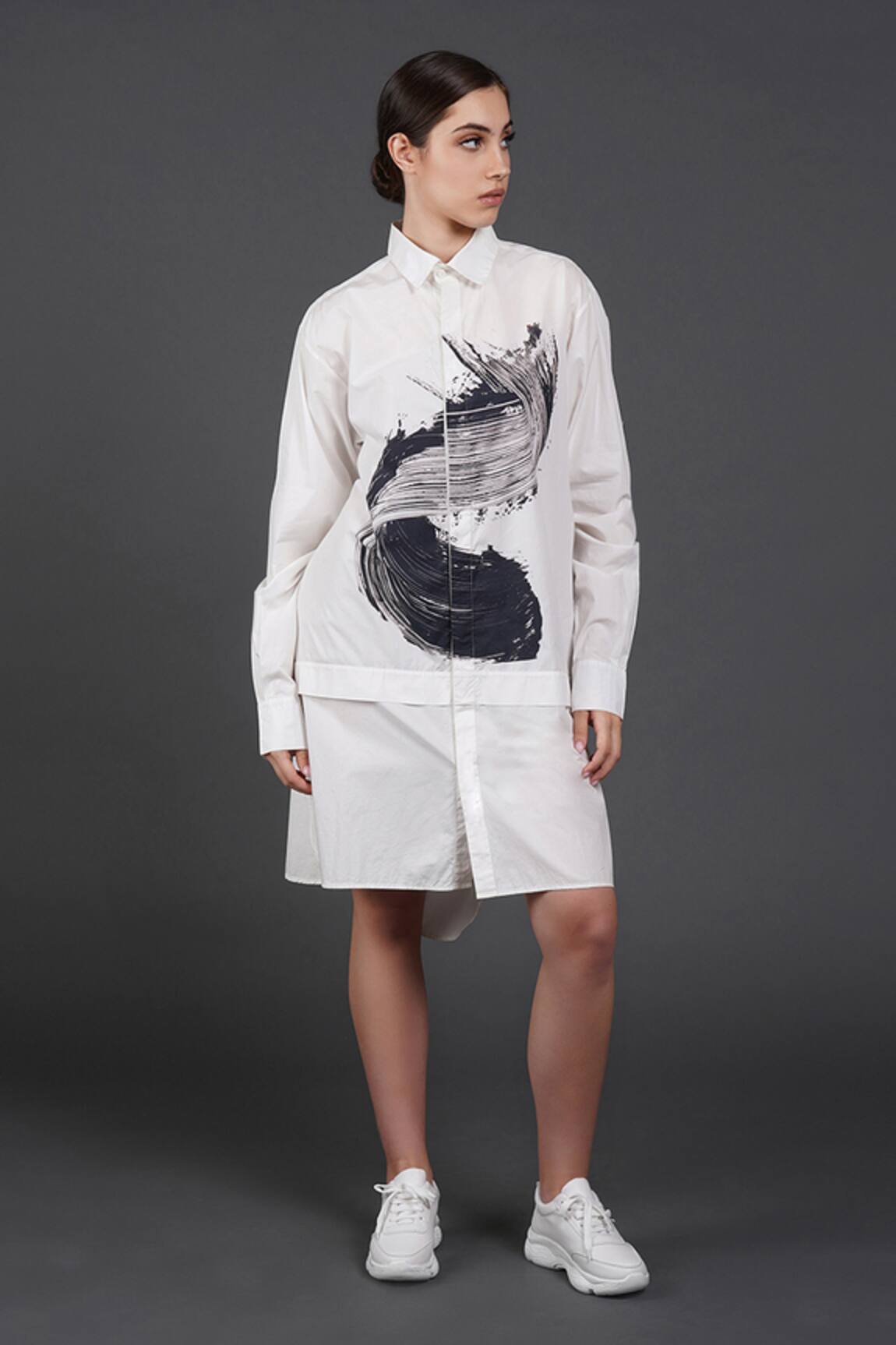 Samant Chauhan Black Stroke Cotton Shirt