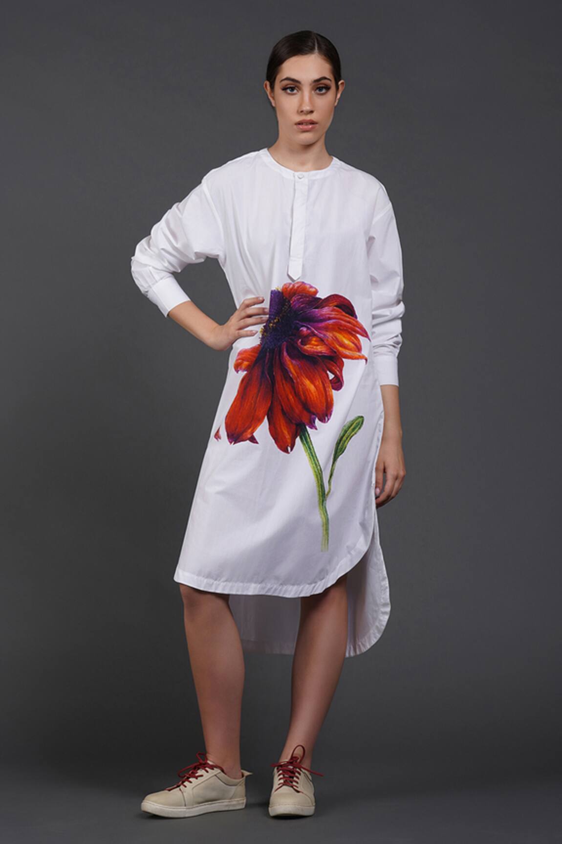 Samant Chauhan Crimson Burst Shirt Dress