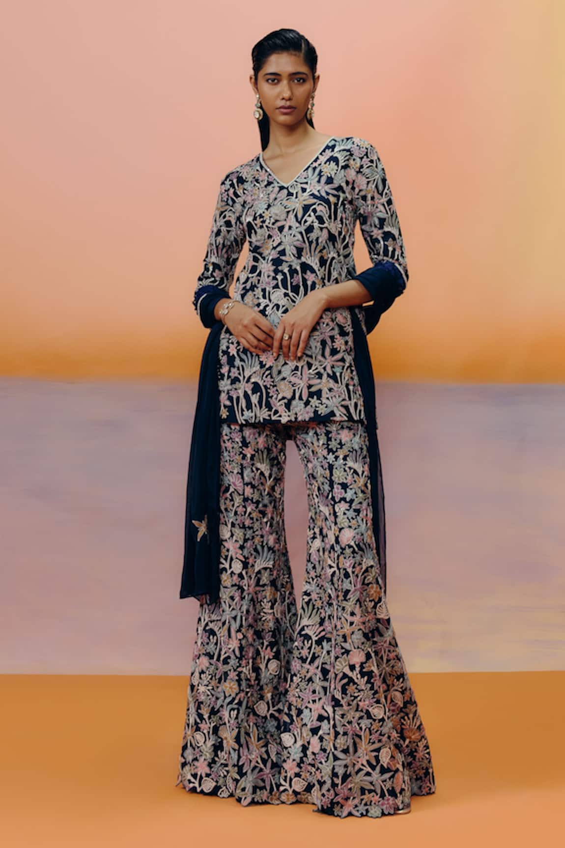 Mishru Caradonna Embroidered Kurta Sharara Set 
