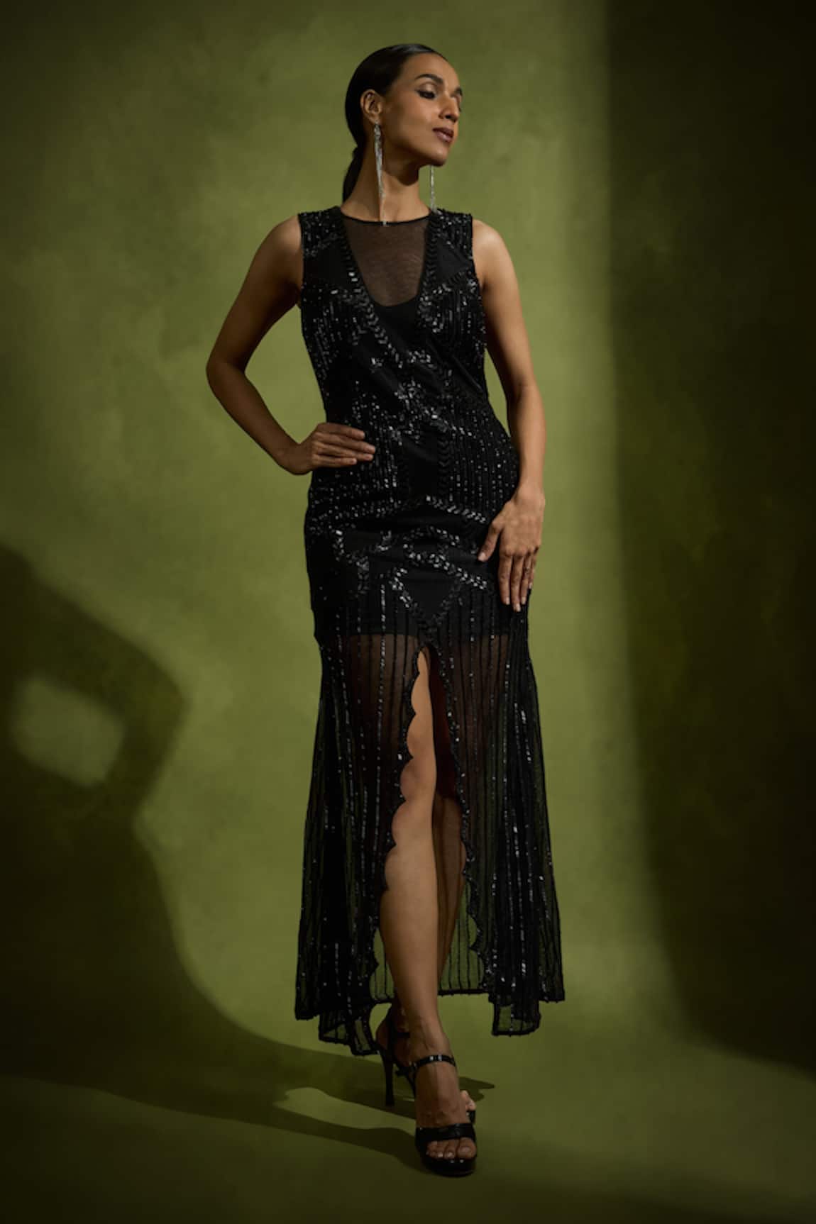 Babita Malkani Black Tulle Designer Gown 