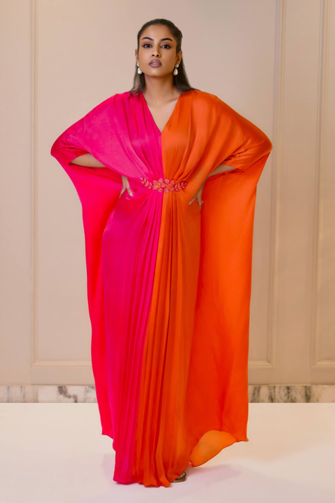 Omana By Ranjana Bothra Designer Pink & Orange Kaftan 