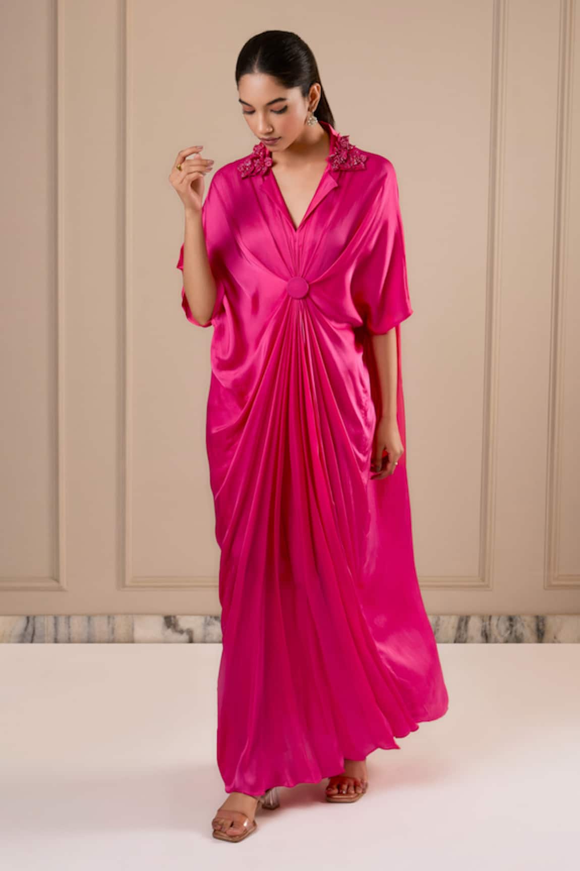 Omana By Ranjana Bothra Designer Silk Satin Kaftan 