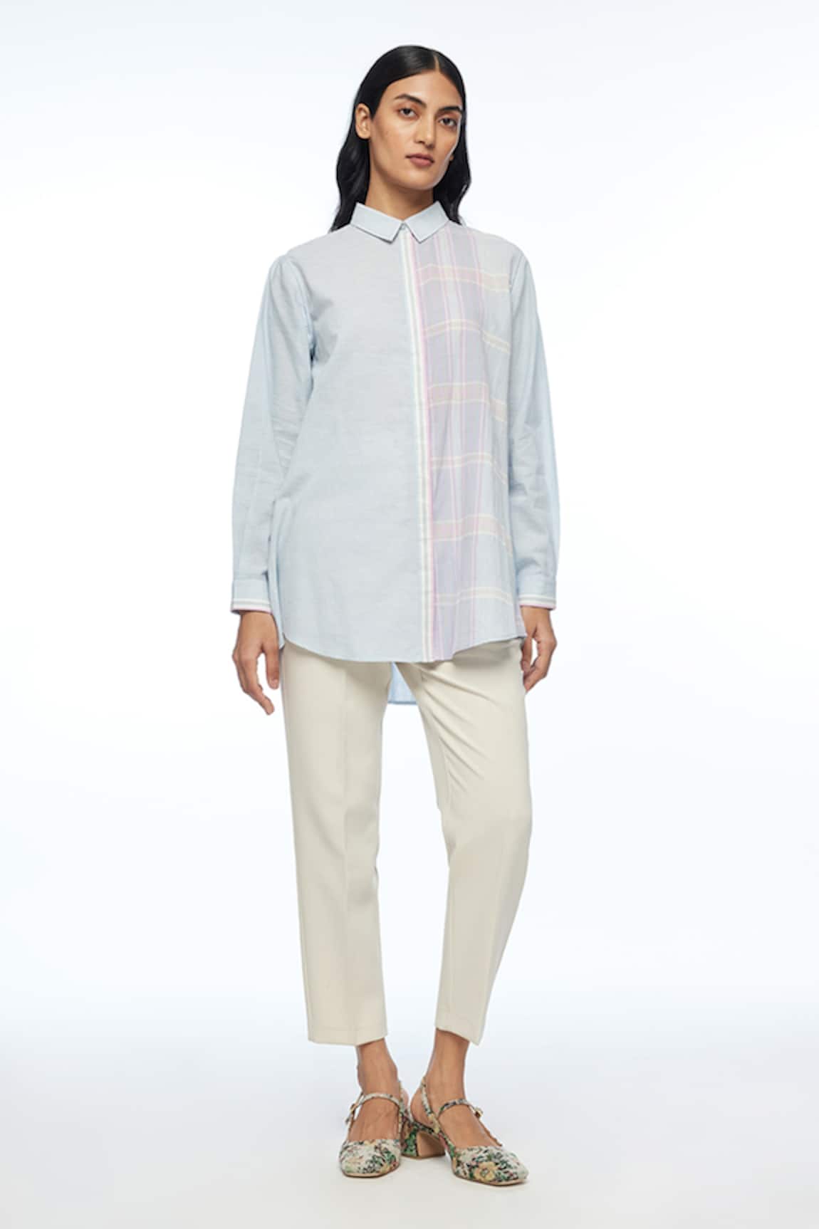 Payal Pratap Powder Blue Pouzinii Check Shirt 