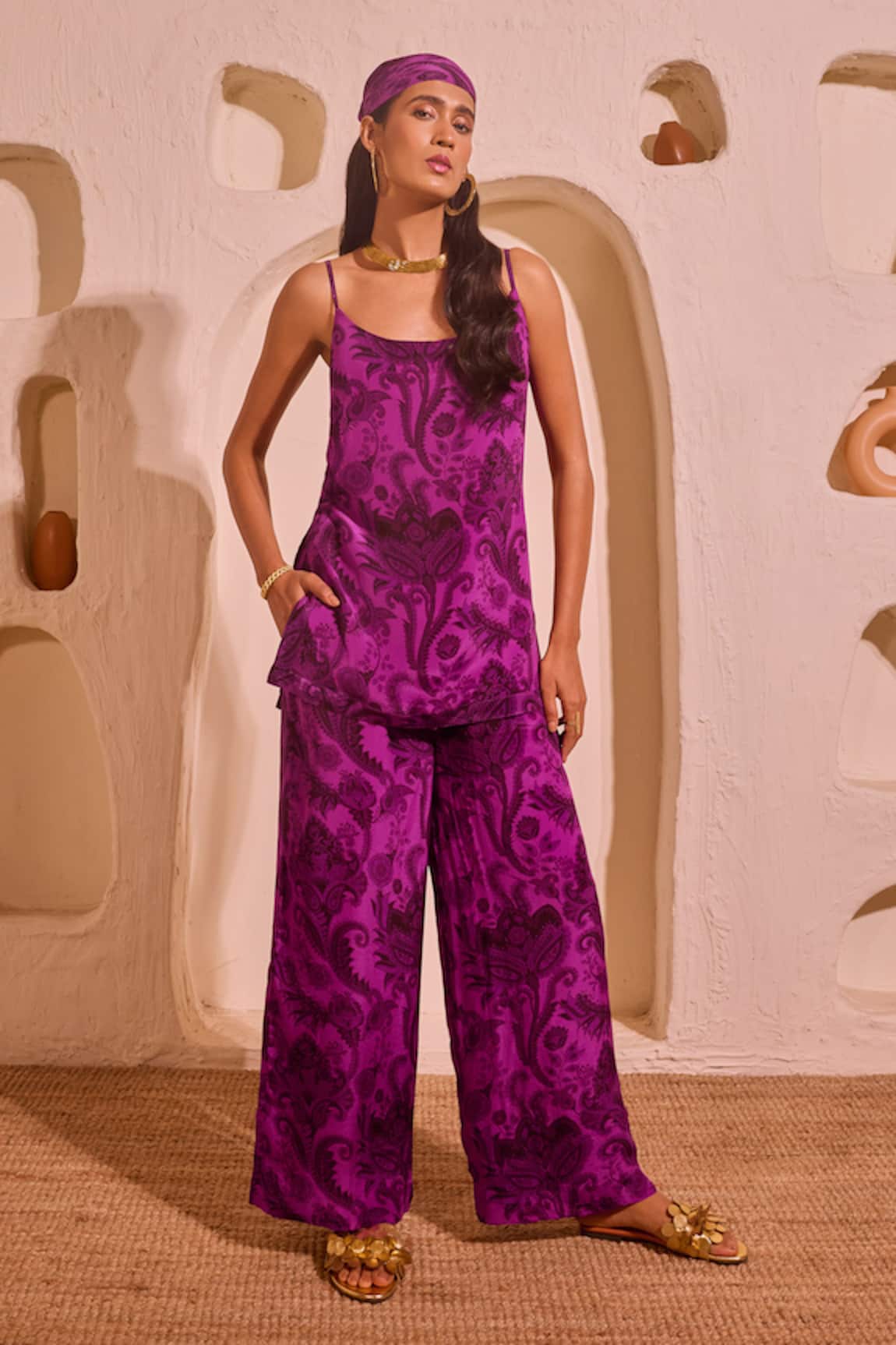 Nitara Dhanraj Label Iris Purple Designer Kurta & Pant Set 