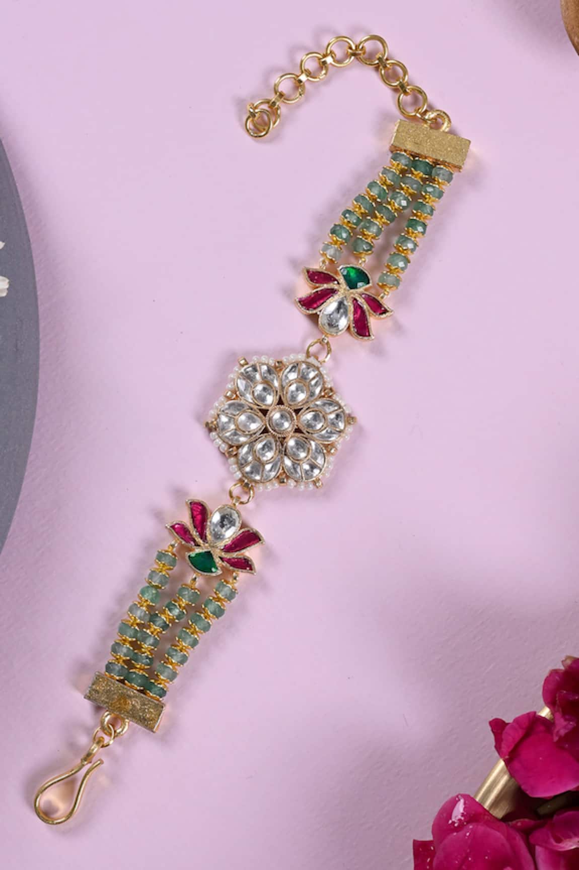 Shlok Jewels Jadau Kundan Rakhi with Gemstones 