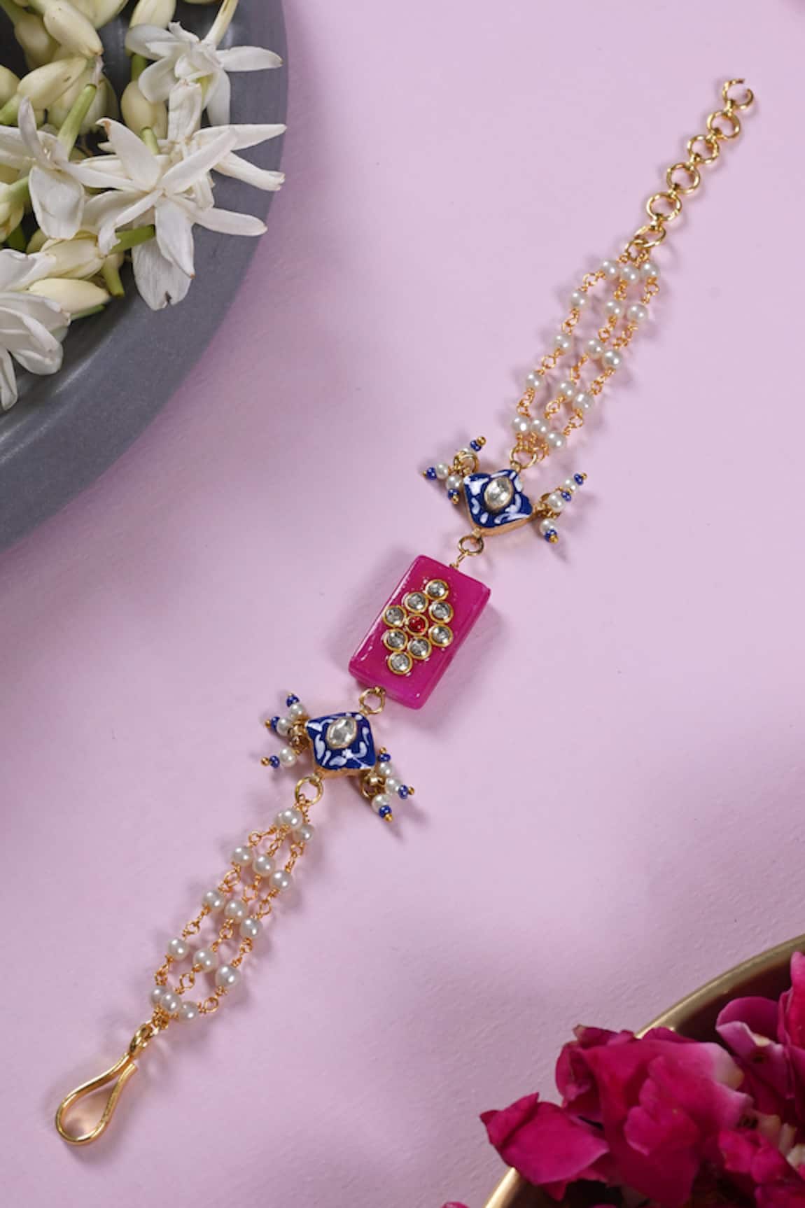 Shlok Jewels Jadau Kundan Rakhi with Gemstones 