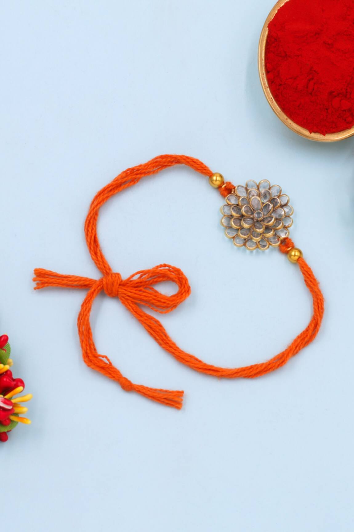 Sangeeta Boochra Floral Grace Silver Rakhi 