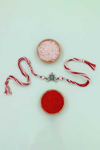 Sangeeta Boochra Heritage Blossom Silver Rakhi 
