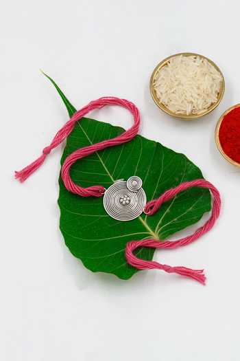Sangeeta Boochra Circle Silver Rakhi 