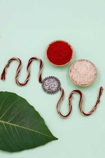 Sangeeta Boochra Royal Flora Silver Rakhi 
