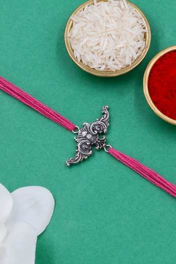 Sangeeta Boochra Designer Silver Rakhi 