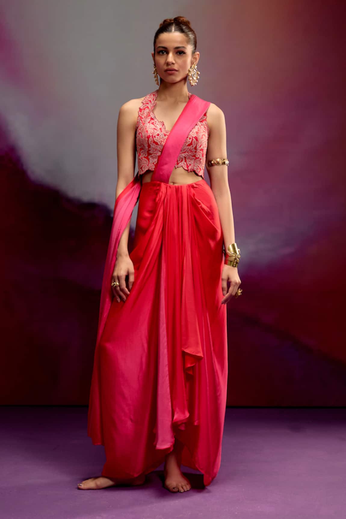 Kavitha Gutta Bold Banarasi Pre-Draped Saree Set 