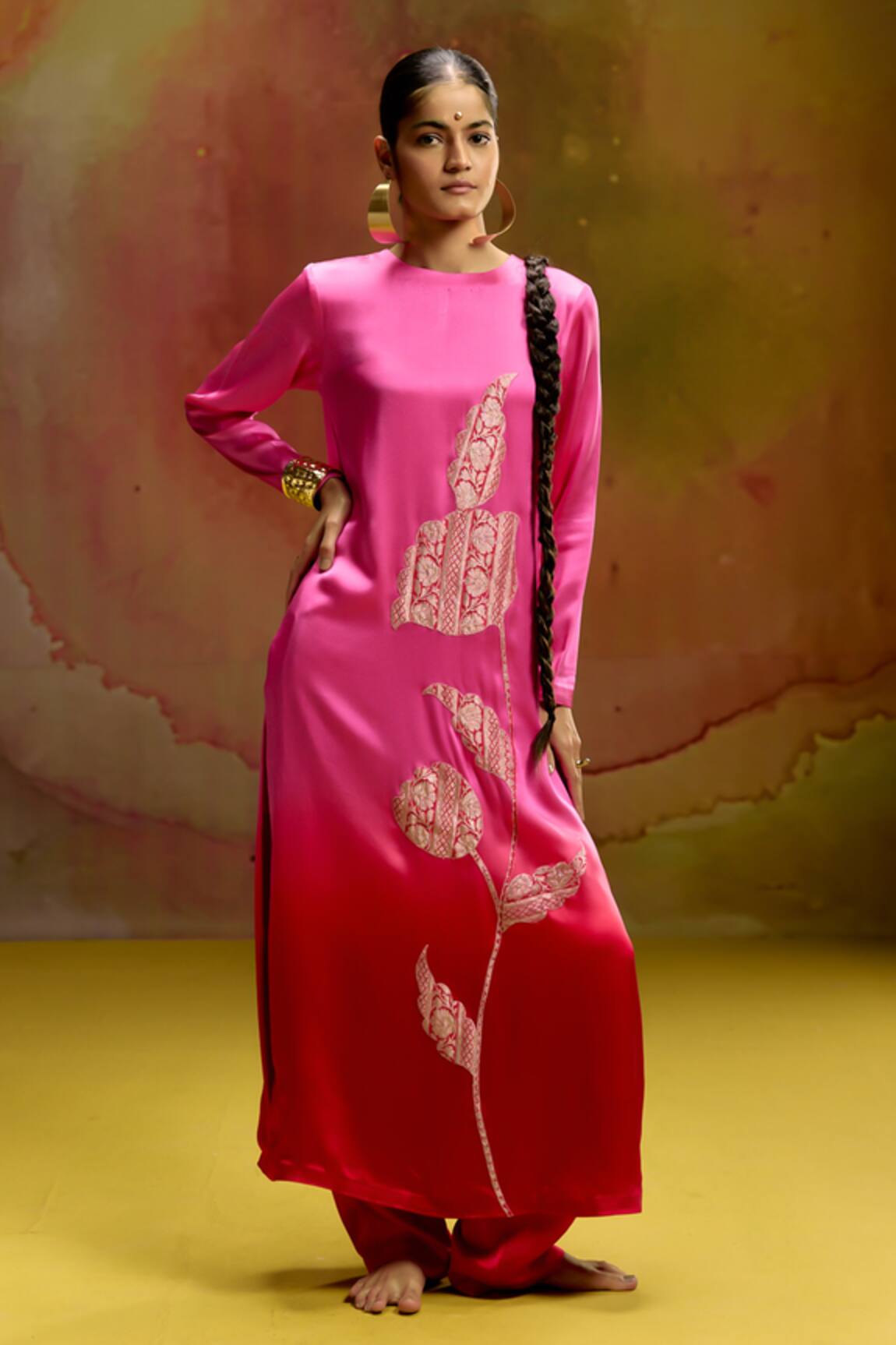 Kavitha Gutta Ombre Pink & Red Kurta Pant Set 