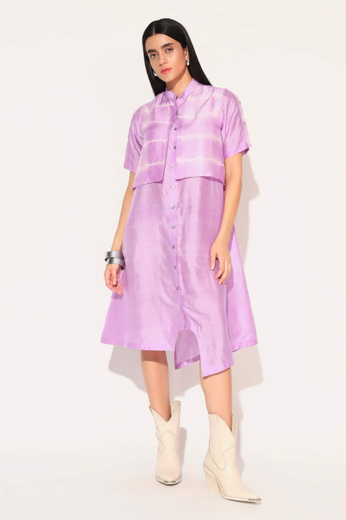Linetribe_ Lavender Pink Raw Silk Auralis Dress 