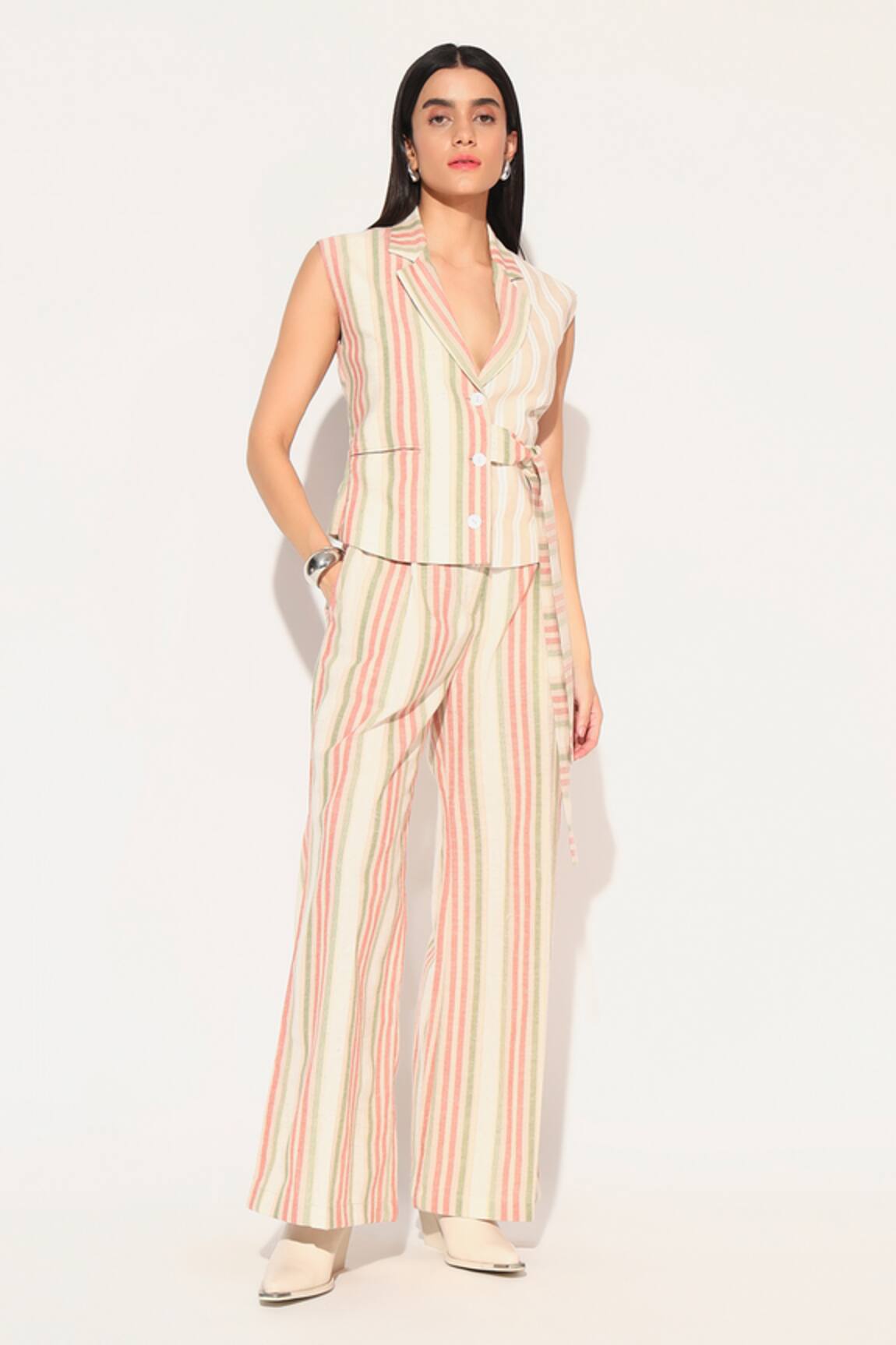 Linetribe_ Striped Waist Coat Set 