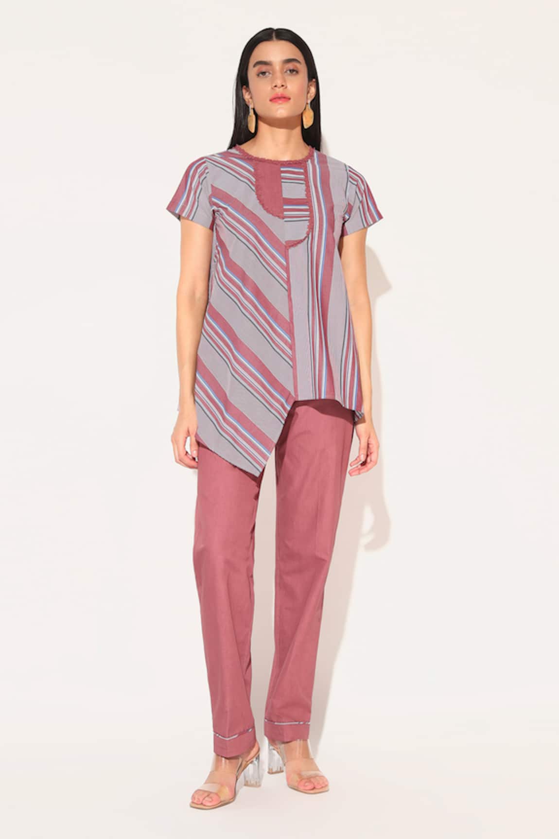 Linetribe_ Maroon Striped Callisto Set 