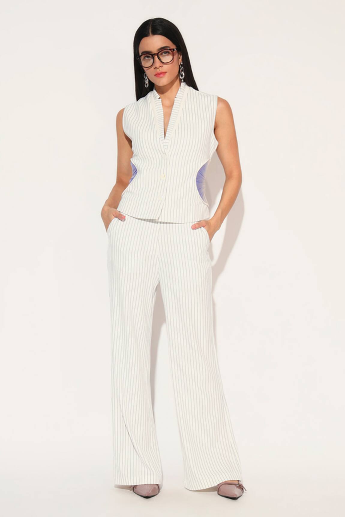 Linetribe_ Striped Waist Coat Set 