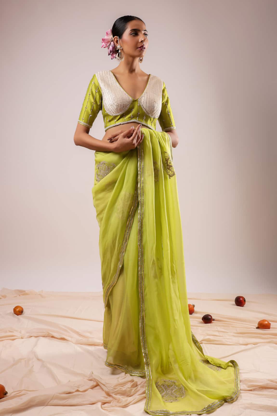 Kalakari By Akanksha Light Green Designer Saree With Blouse 