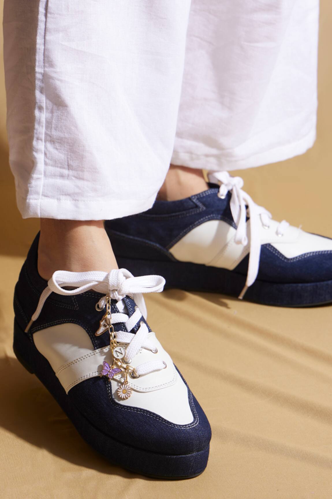 Tiesta Dark Wash Denim Platform Sneakers